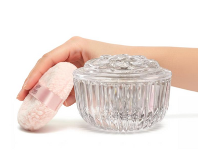 Applicator Puff with Glass Jar